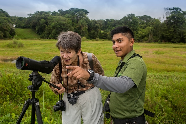 Danilo Rodriguez helping a birder